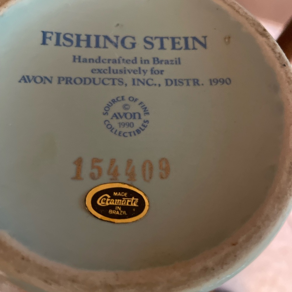 Avon Vintage Fresh Water Fishing Stein Handcrafted in Brazil, Numbered - Picture 3 of 6
